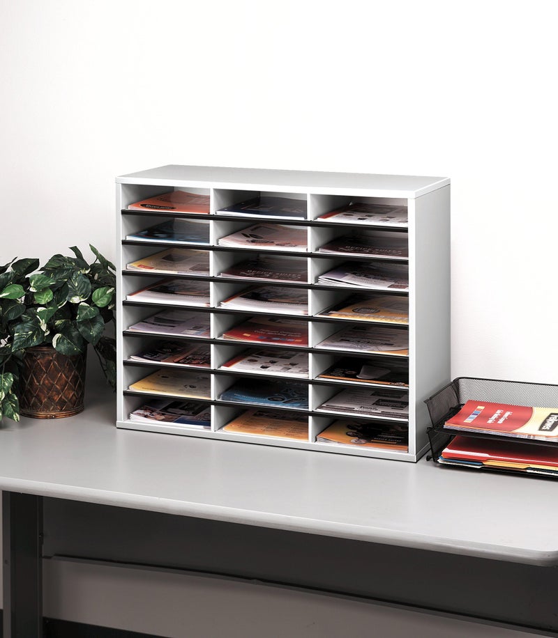 Fellowes 25041 Literature Organizer - 24 Compartment, Letter, Dove Gray - Image 4